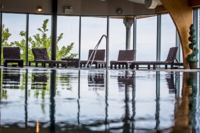 An infinity pool with stunning sea views
